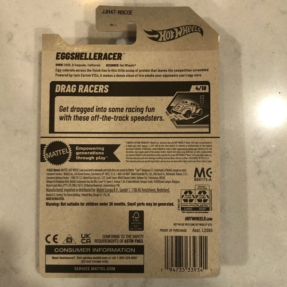 Mattel Hot Wheels Eggshell Racer - Yellow and Silver